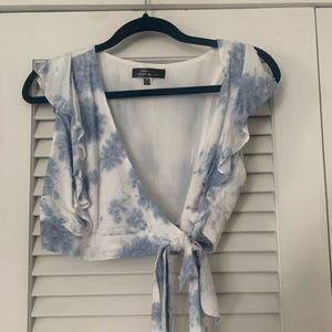 blue and cream white tie shirt